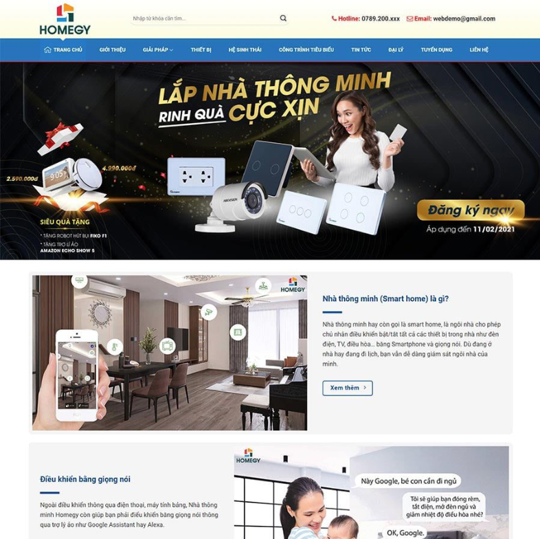 Mẫu Website NHÀ THÔNG MINH, SMARTHOME 02