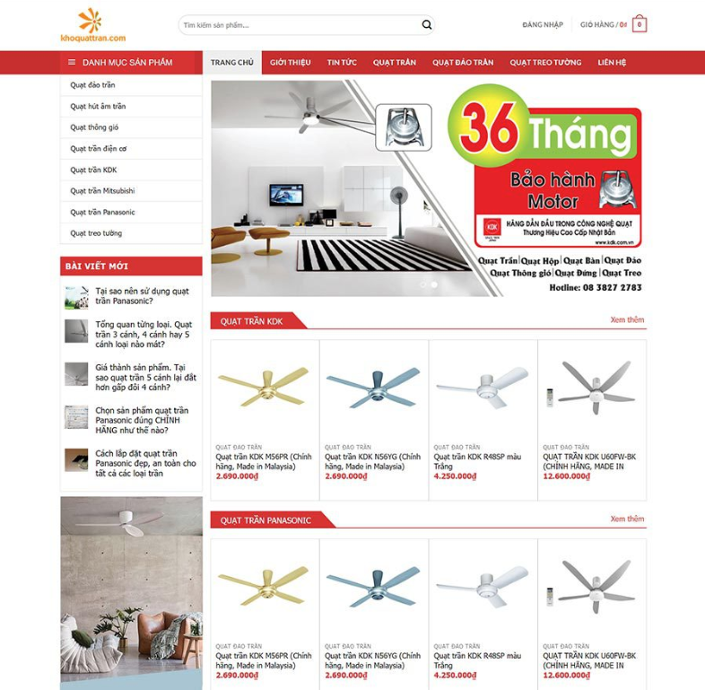Mẫu Website BÁN QUẠT TRẦN