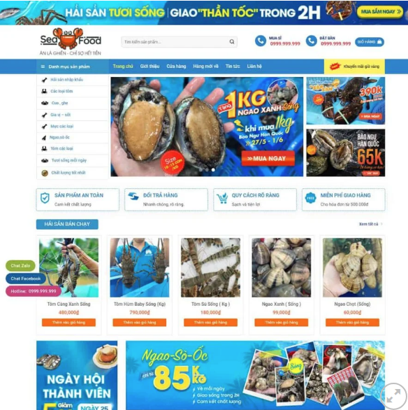 Mẫu Website HẢI SẢN