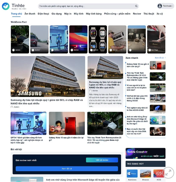 Mẫu Website TIN TỨC TINH TẾ