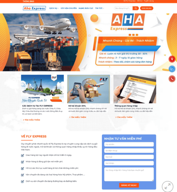 Mẫu website VẬN CHUYỂN QUỐC TẾ