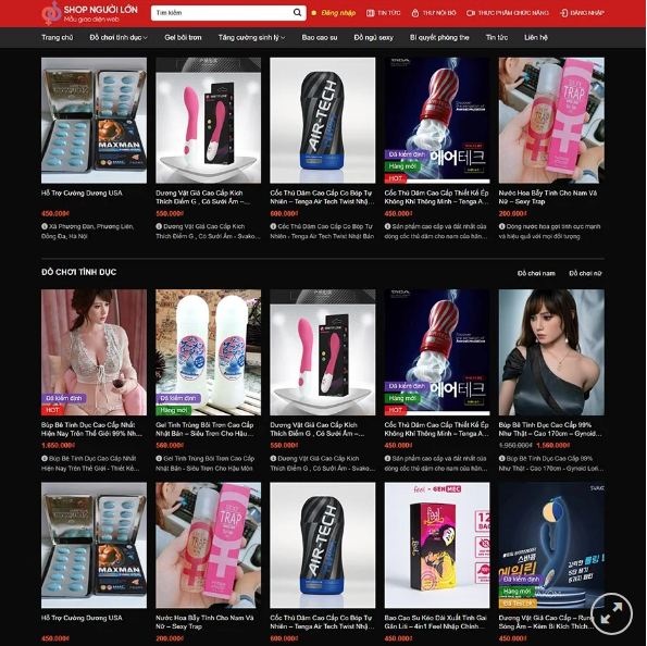 Mẫu Website SHOP ĐỒ CHƠI NGƯỜI LỚN