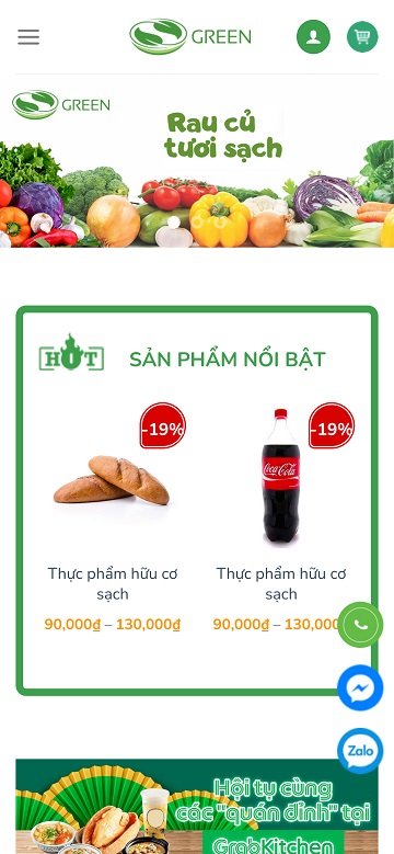 Mẫu giao diện website bán hàng tạp hóa Green