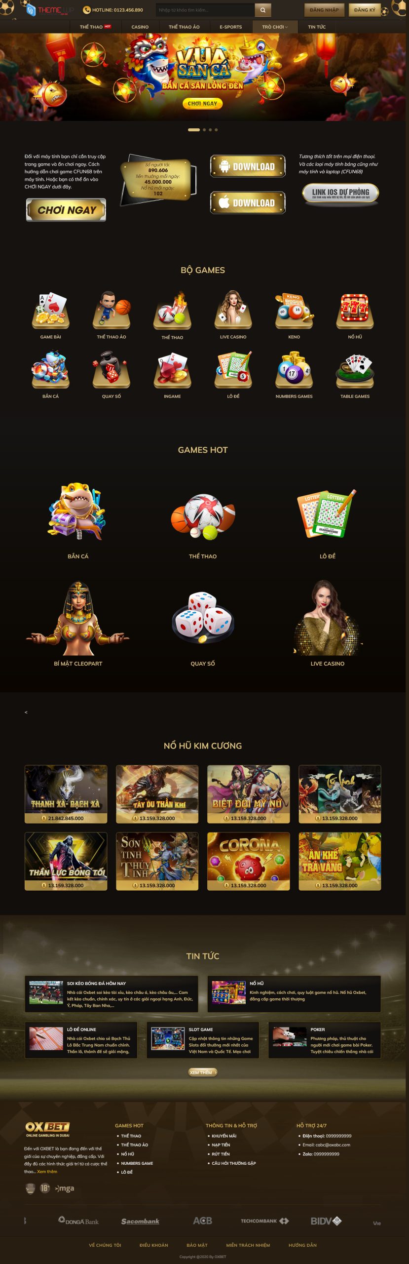 Mẫu Website CASINO, ĐÁNH BÀI, BẮN CÁ