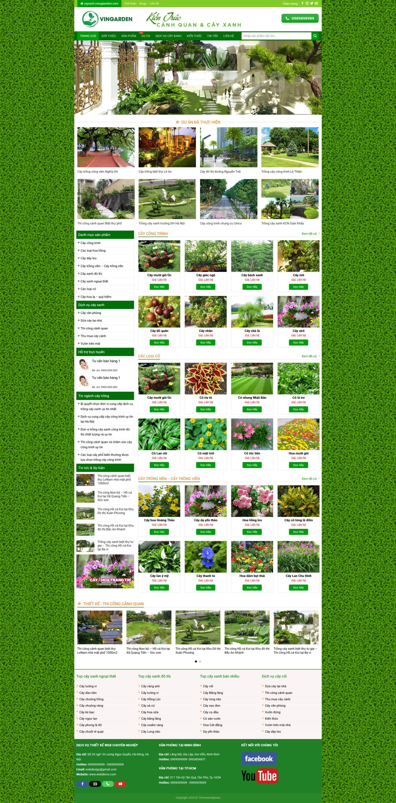 Mẫu Website KINH DOANH CÂY XANH, CÂY CẢNH