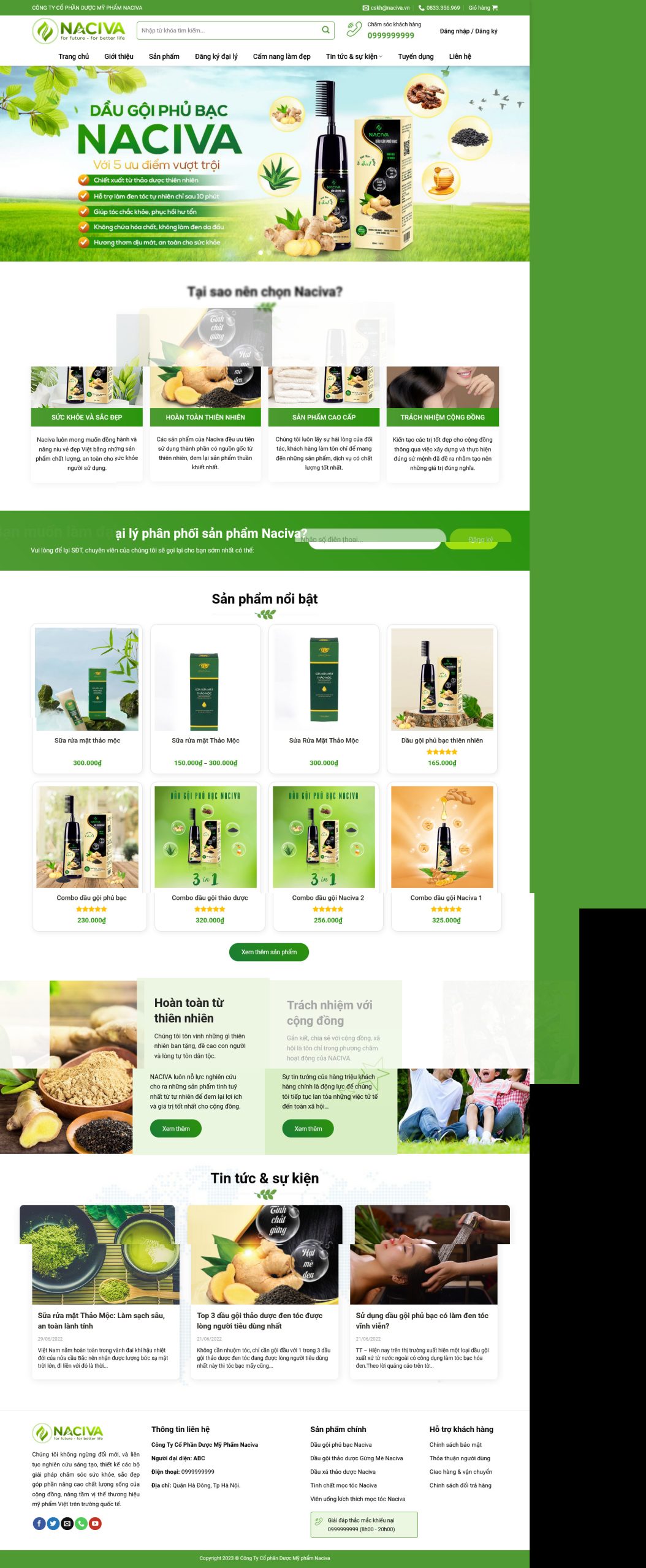 Mẫu Website KINH DOANH DẦU GỘI ĐẦU