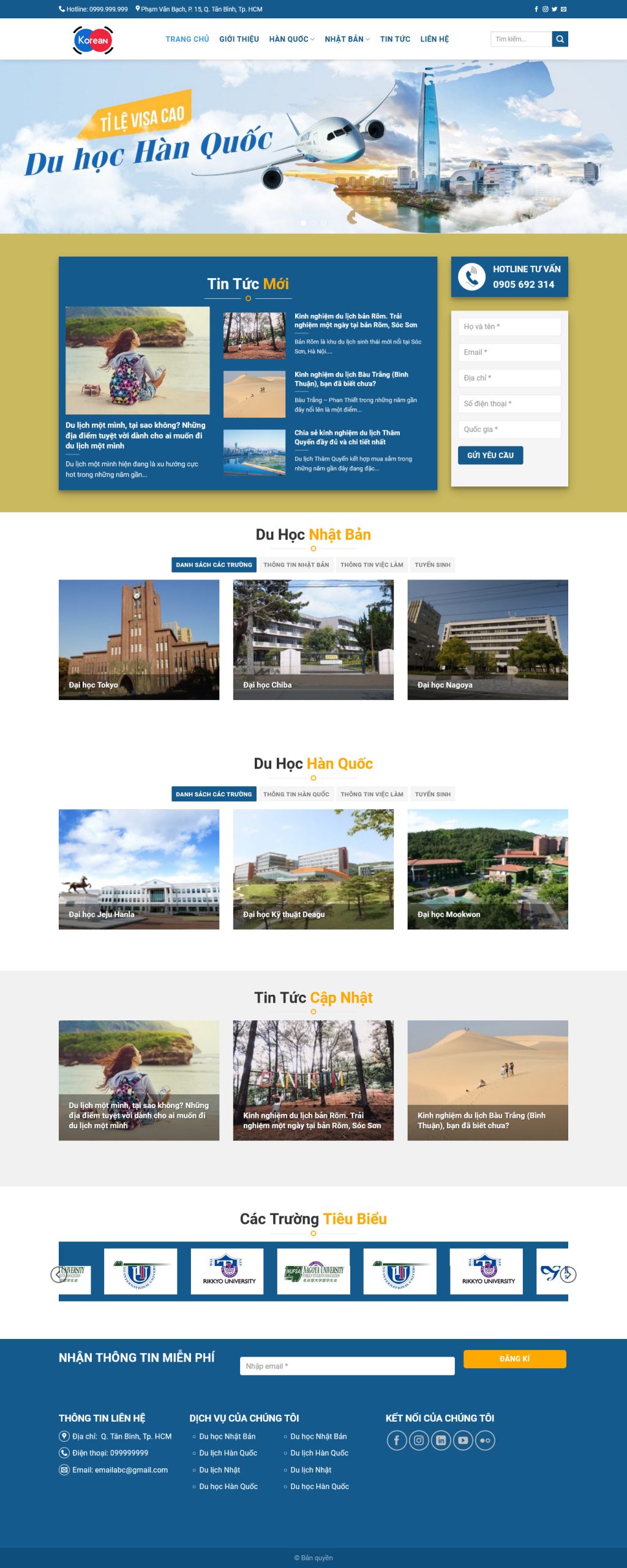 Mẫu Website DU HỌC HÀN QUỐC