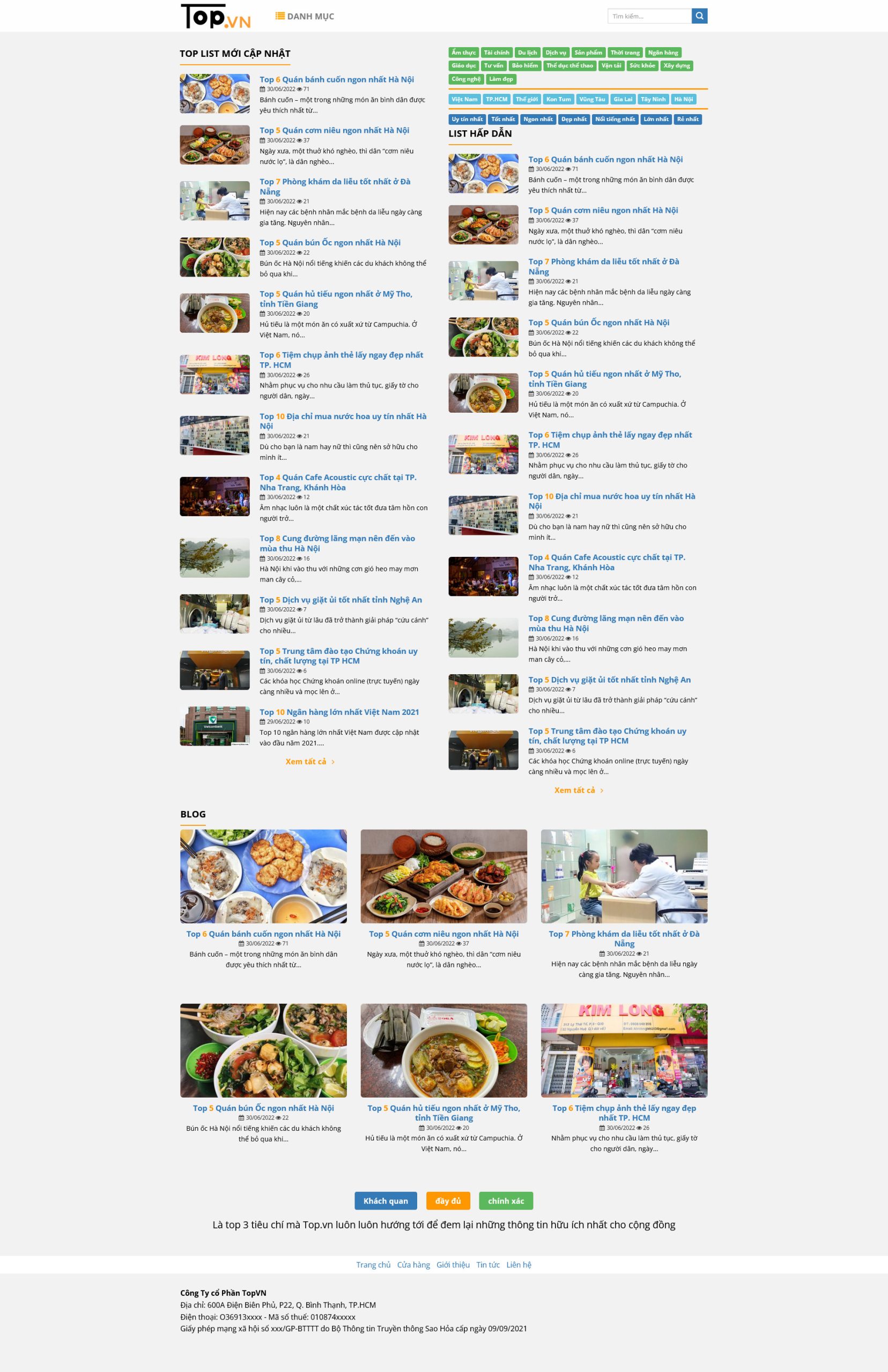 Mẫu Website REVIEW, ĐÁNH GIÁ GIỐNG TOPLIST