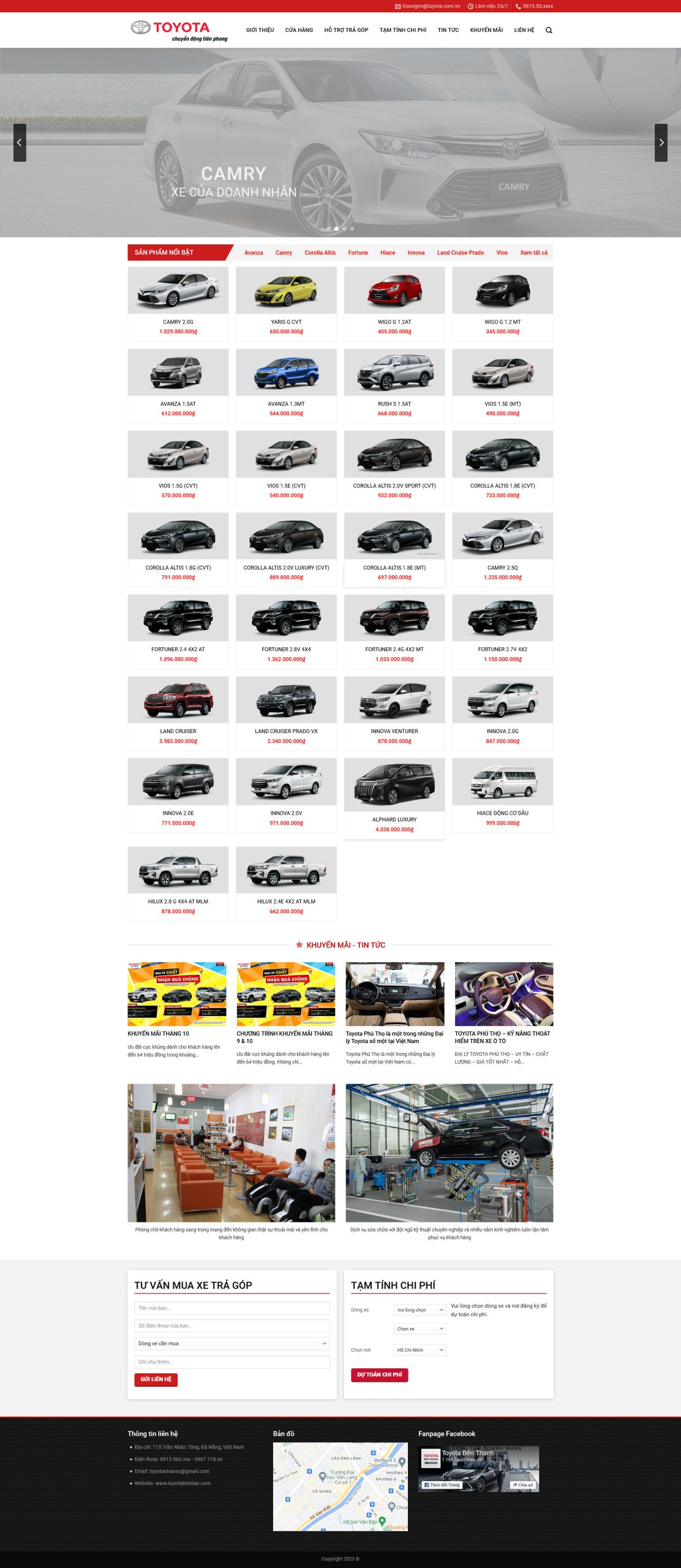 Mẫu Website XE HƠI TOYOTA