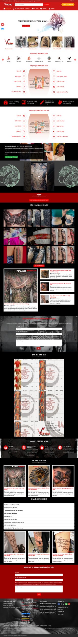 Mẫu Website DỊCH VỤ XĂM HÌNH
