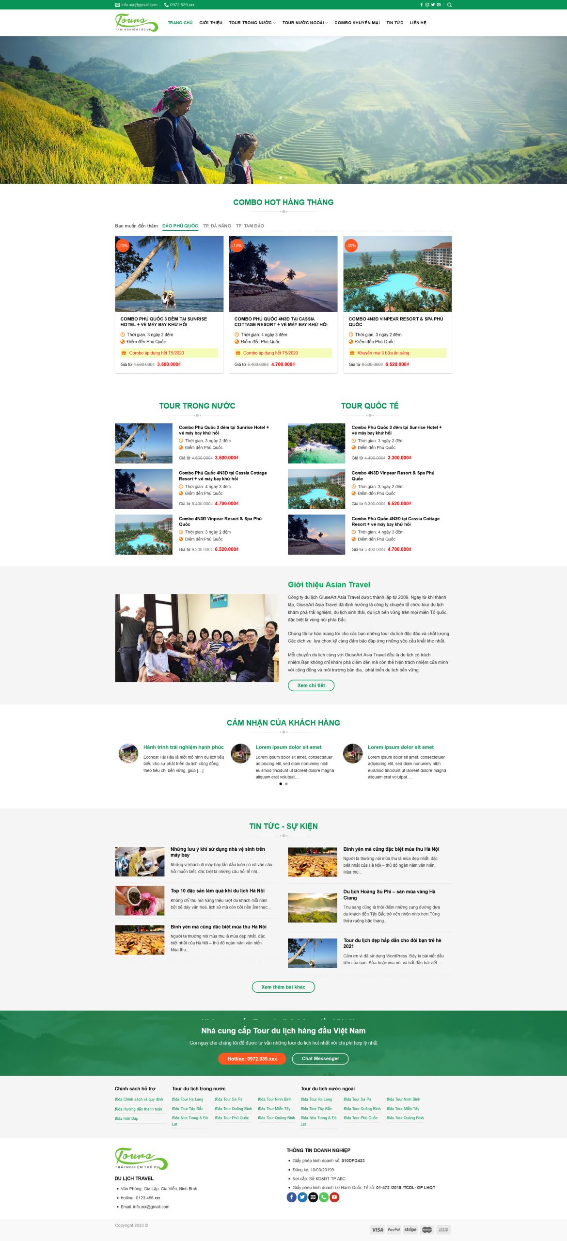 Mẫu Website DỊCH VỤ TOUR DU LỊCH TRONG NƯỚC