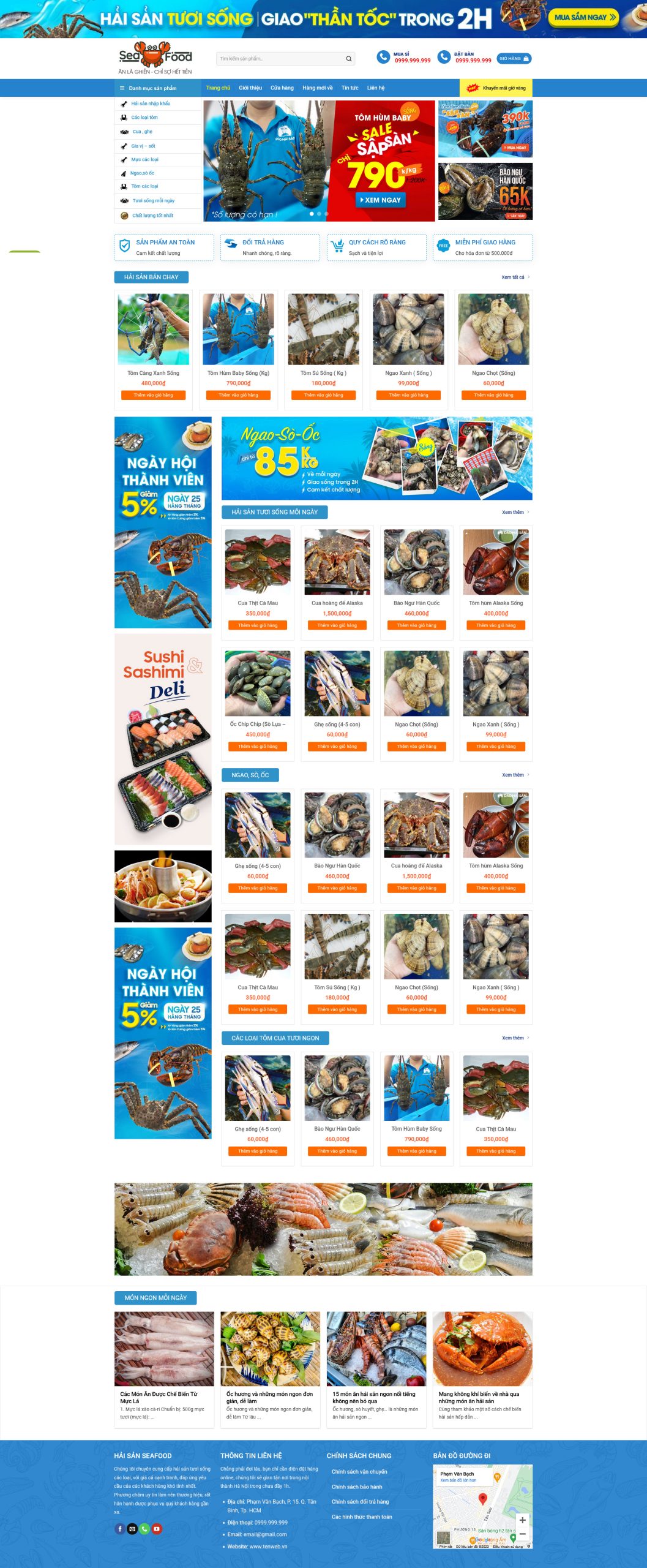 Mẫu Website KINH DOANH HẢI SẢN