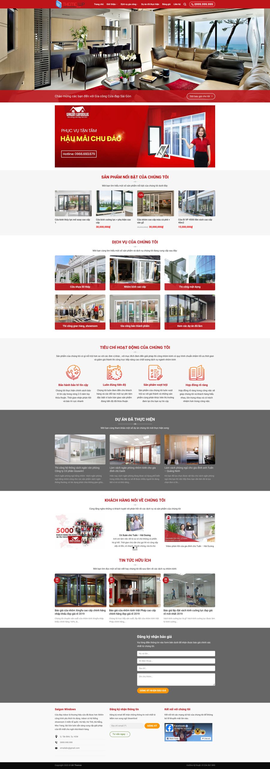 Mẫu Website KINH DOANH NHÔM KÍNH