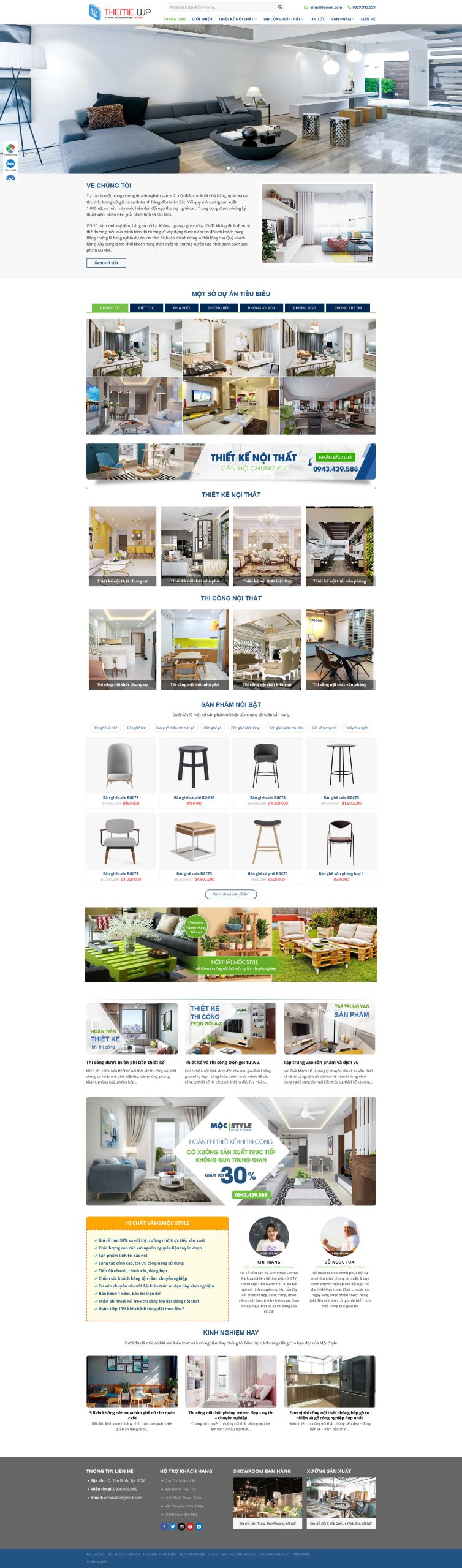 Mẫu Website THIẾT KẾ VÀ KINH DOANH NỘI THẤT