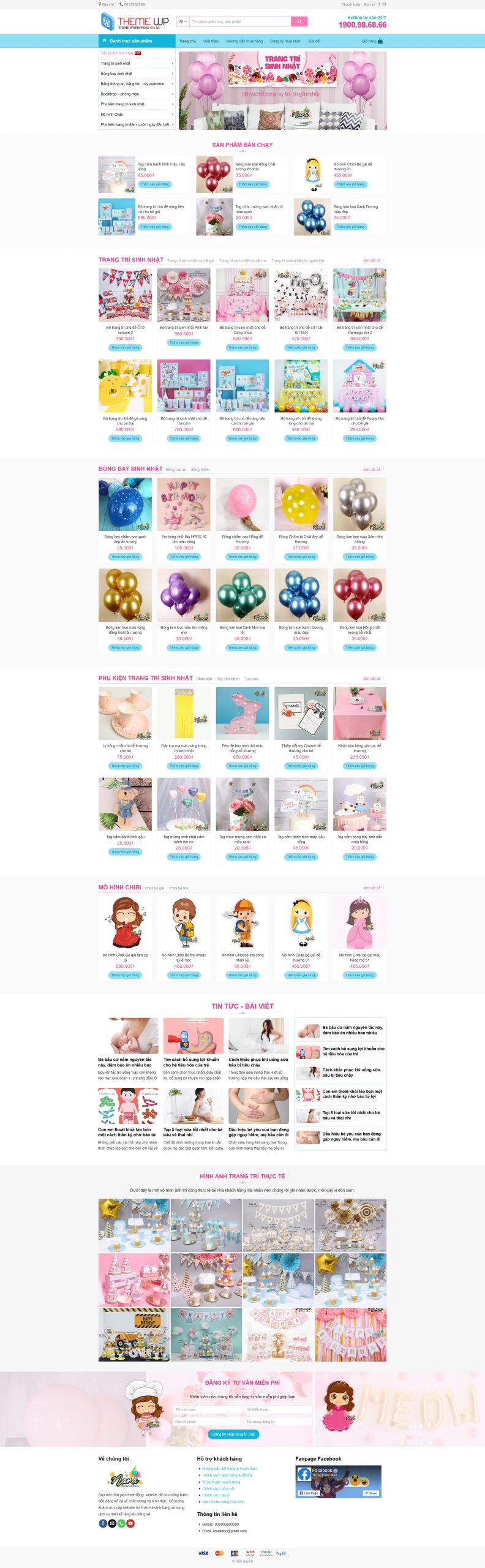 Mẫu Website NGUYÊN LIỆU TỔ CHỨC SỰ KIỆN SINH NHẬT