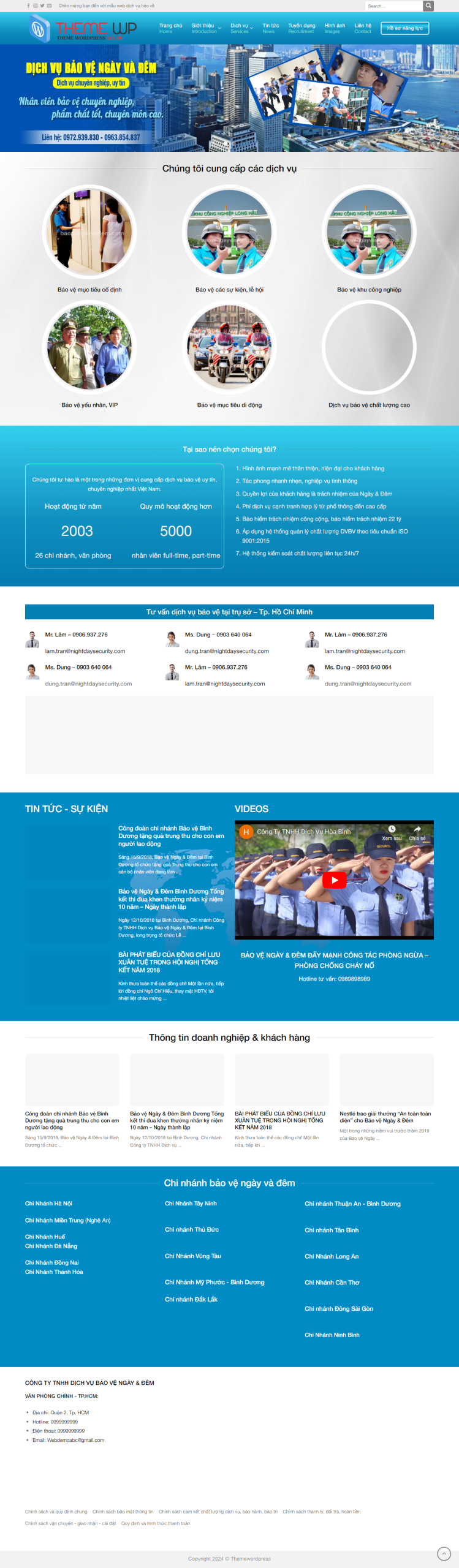 Mẫu Website DỊCH VỤ BẢO VỆ