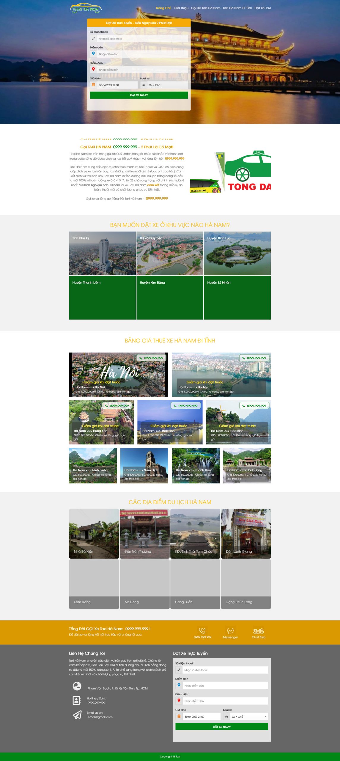 Mẫu Website DỊCH VỤ TAXI