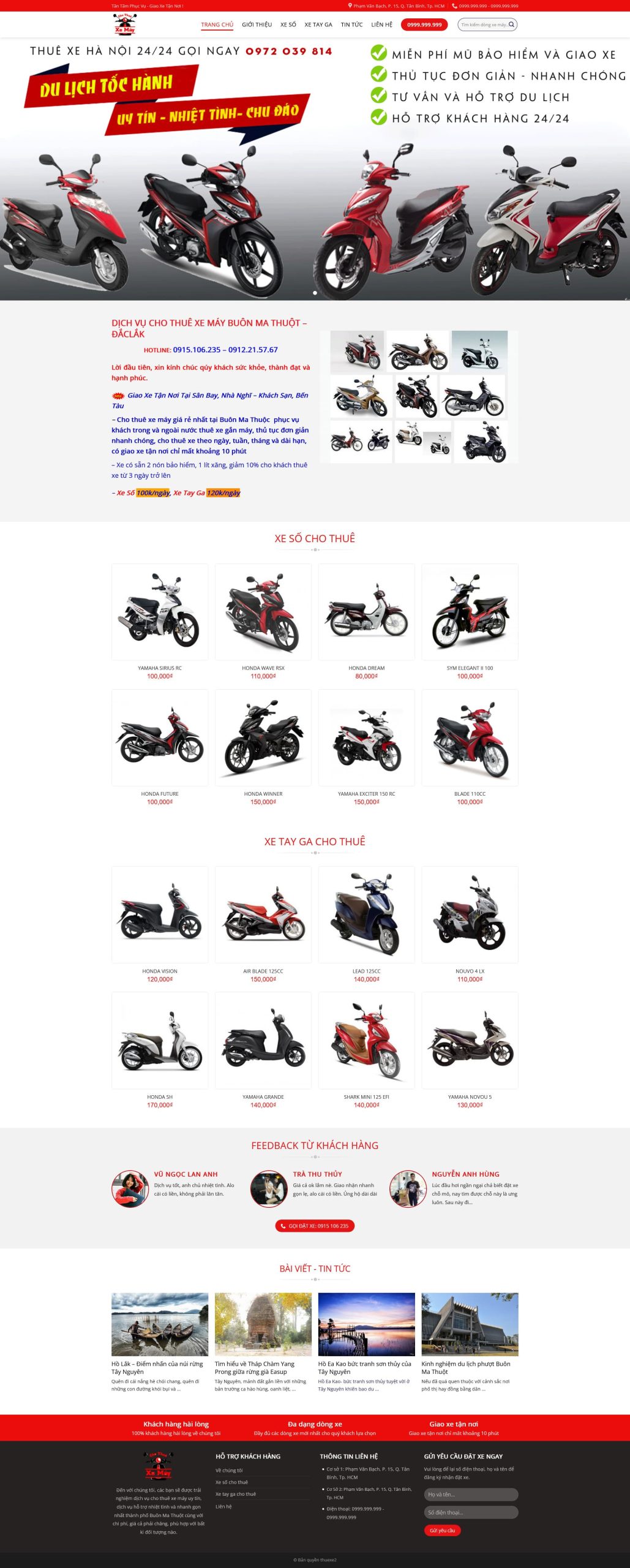 Mẫu Website DỊCH VỤ CHO THUÊ XE (Sao chép)