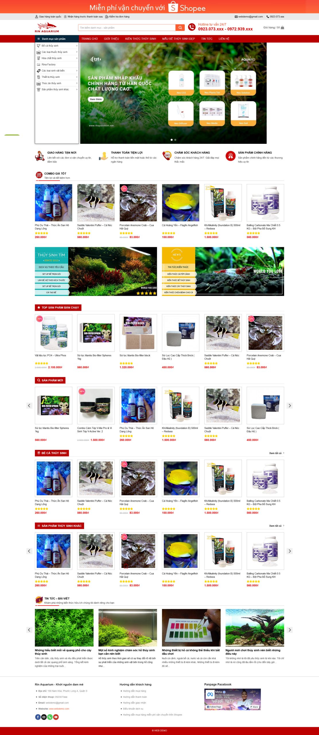 Mẫu Website KINH DOANH SẢN PHẨM THỦY SINH