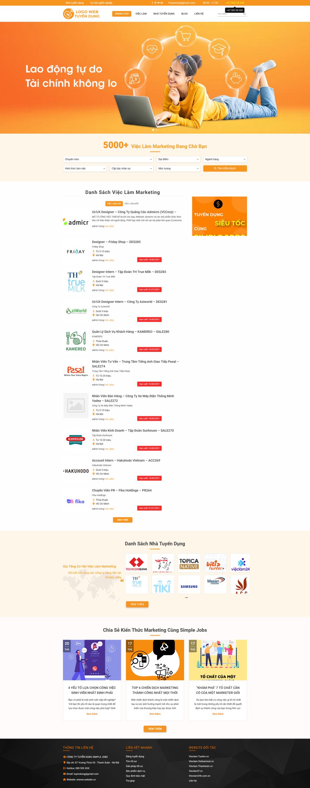 Mẫu Website TUYỂN DỤNG HỖ TRỢ VIỆC LÀM